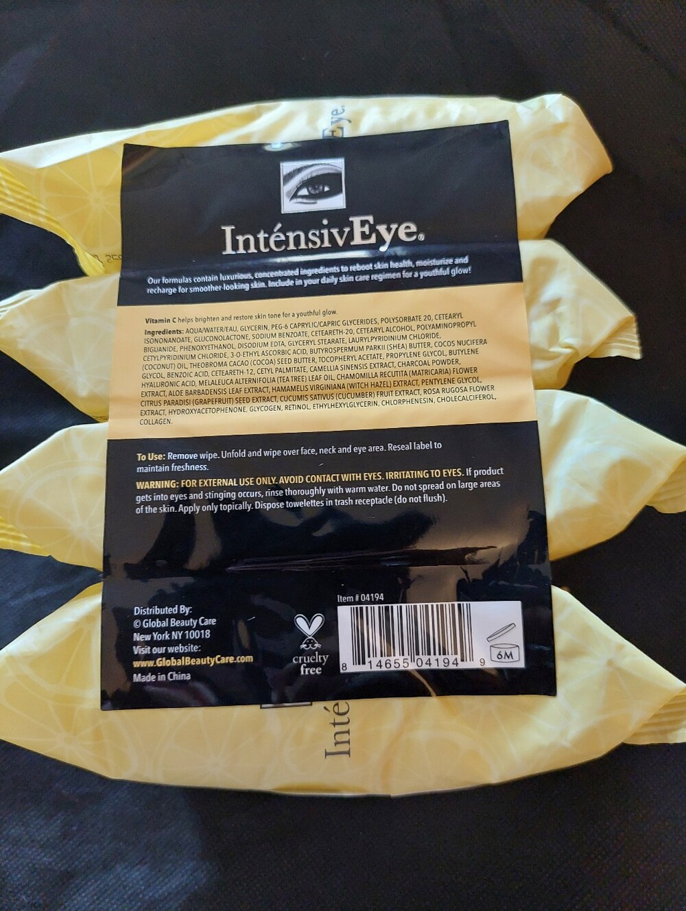 4 Pack Global BEAUTY Rare INTENSIVEYE Vitamin C MakeUp Wipes 120 Vitamins A,C,E - Picture 3 of 4